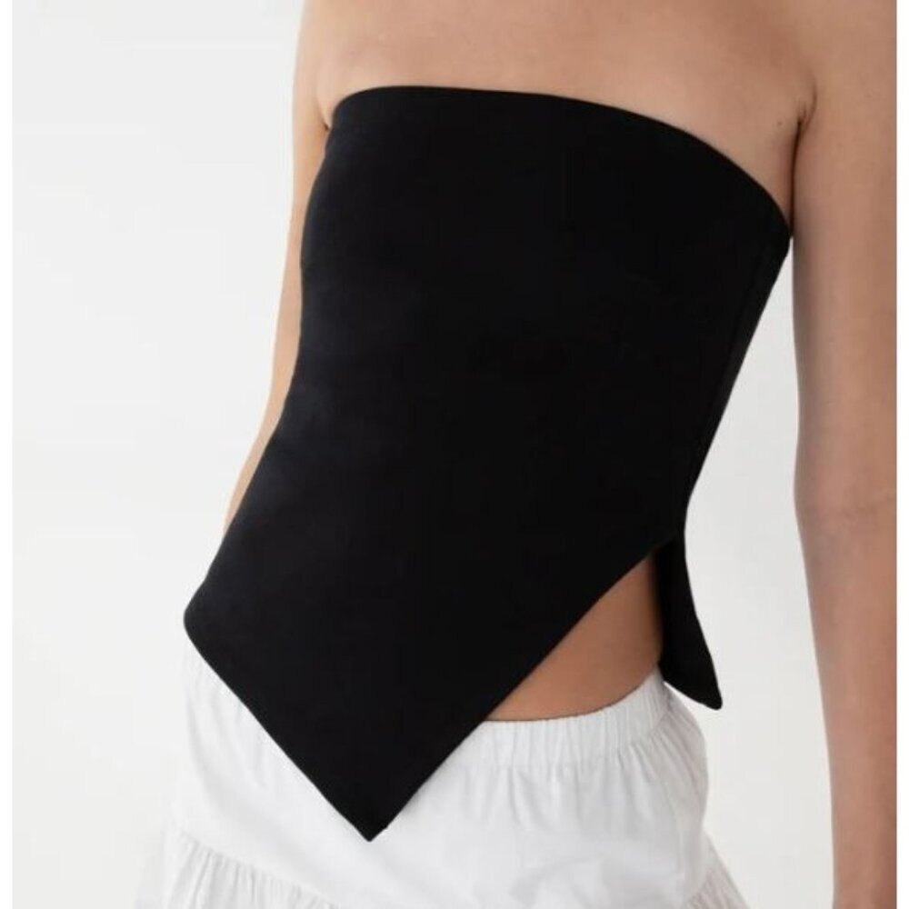 Oak + Fort Cropped Tube Top Women Size Small P NWT Side Slit White Cream